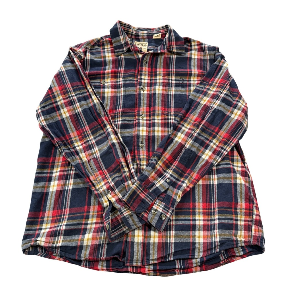 Red Head Brand Co Flannel‎ Shirt Mens Large Plaid Button Down Cotton Casual